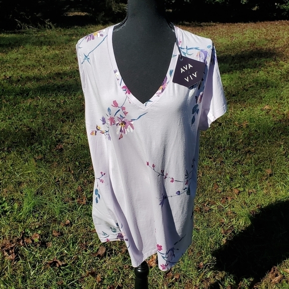 NWT AVA & VIV Purple V neck T-shirt - Picture 6 of 10
